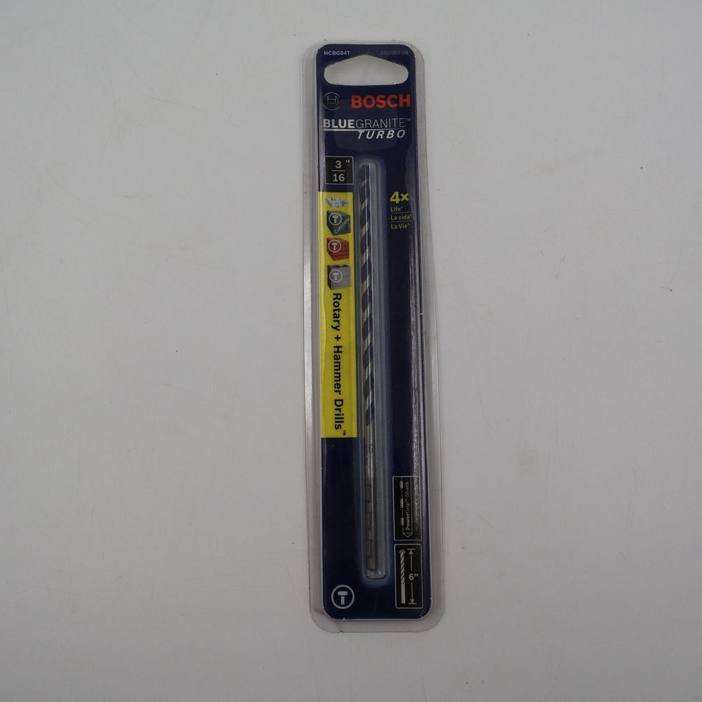 Bosch BlueGranite Turbo Masonry Drill Bit 3/16" x 6" Carbide Tipped HCBG04T‎